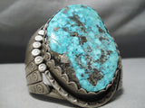 Biggest Best Vintage Native American Navajo Lone Mountain Turquoise Sterling Silver Bracelet-Nativo Arts