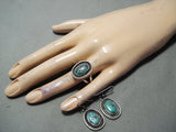 Beautiful Vintage Native American Navajo Matching Turquoise Ring Earrings Set-Nativo Arts