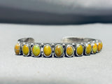 Signed Vintage Native American Navajo Domed Green Turquoise Sterling Silver Bracelet-Nativo Arts