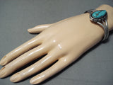 Eye-catching Vintage Native American Navajo Pilot Mountain Turquoise Sterling Silver Bracelet-Nativo Arts