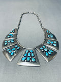 Native American Cleopatra Vintage Navajo Turquoise Sterling Silver Segment Necklace-Nativo Arts
