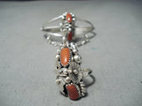 Dynamic Navajo Coral Sterling Silver Slave Bracelet Native American-Nativo Arts