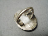 Outstanding Vintage Native American Navajo Green Turquoise Sterling Silver Ring Old-Nativo Arts