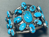 One Of The Best Ever Vintage Native American Navajo Cluster Turquoise Sterling Silver Bracelet-Nativo Arts