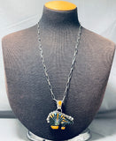 Extreme Intricacy Native American Navajo Turquoise Sterling Silver Bear Necklace-Nativo Arts
