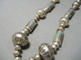 Best Vintage Native American Navajo Turquoise Inlay Tubule Sterling Silver Necklace Old-Nativo Arts