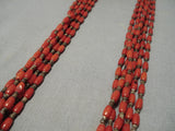 Important Roe Yazzie Coral Sterling Silver Heishi Necklace Native American-Nativo Arts
