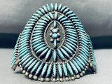 One Of The Best Vintage Native American Zuni Turquoise Needle Sterling Silver Bracelet Cuff Old-Nativo Arts