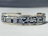 Tommy Joe Vintage Signed Native American Navajo Sterling Silver Storyteller Bracelet-Nativo Arts