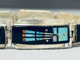 Extremely Rare Native American Navajo Turquoise Kachina Stserling Silver Clasp Bracelet-Nativo Arts