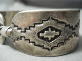 Striking Vintage Hopi Sterling Silver Feather Bracelet Native American-Nativo Arts