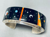 Navajo Nightsky Memory Turquoise Inlay Sterling Silver Bracelet Cuff-Nativo Arts