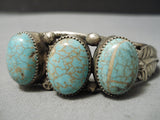 Rare Bulbous Vintage Native American Navajo #8 Turquoise Sterling Silver Bracelet Old-Nativo Arts