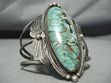 Robert Nez Vintage Native American Navajo Green Turquoise Sterling Silver Bracelet Old-Nativo Arts