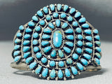Magnificent Vintage Native American Navajo Turquoise Cluster Sterling Silver Bracelet-Nativo Arts