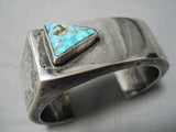 Stunning Modernistic Native American Navajo Carico Lake Turquoise Sterling Silver Bracelet Cuff-Nativo Arts