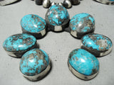 543 Gram Important Native American Navajo Rare Turquoise Sterling Silver Squash Blossom Necklace-Nativo Arts