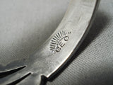 Wow Detailed!! Vintage Native American Navajo Old Kingman Turquoise Sterling Silver Bracelet-Nativo Arts