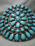 One Of Best Vintage Native American Navajo Blue Diamond Turquoise Sterling Silver Bracelet Old-Nativo Arts