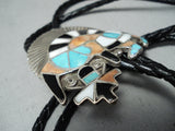 Astounding Vintage Zuni Turquoise Sterling Silver Bolo Native American Old-Nativo Arts