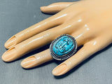Native American One Of The Most Detailed Ever Vintage Turquoise Sterling Silver Ring-Nativo Arts