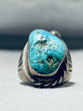 Astounding Vintage Native American Navajo Pilot Mountain Turquoise Sterling Silver Ring-Nativo Arts