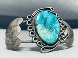 Aqua Turquoise Vintage Native American Navajo Sterling Silver Bracelet Cuff Old-Nativo Arts