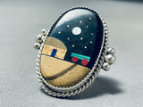 Important Top 5 Native American Navajo Inlay Artists Native American Navajo Turquoise Sterling Silver Ring-Nativo Arts