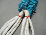 Native American Incredible Vintage Navajo Turquoise Nugget White Shell Necklace Old-Nativo Arts