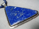 Electrifying Vintage Native American Navajo Lapis Sterling Silver Necklace Old-Nativo Arts