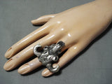 Dramatic Navajo Sterling Silver Skull Ring Native American-Nativo Arts