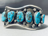 Breathtaking Vintage Native American Navajo 10 Morenci Turquoise Huge Sterling Silver Bracelet-Nativo Arts