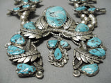 Museum Vintage Native American Navajo Turquoise Sterling Silver Squash Blossom Necklace Old-Nativo Arts