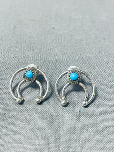 Special Native American Navajo Turquoise Sterling Silver Earrings-Nativo Arts