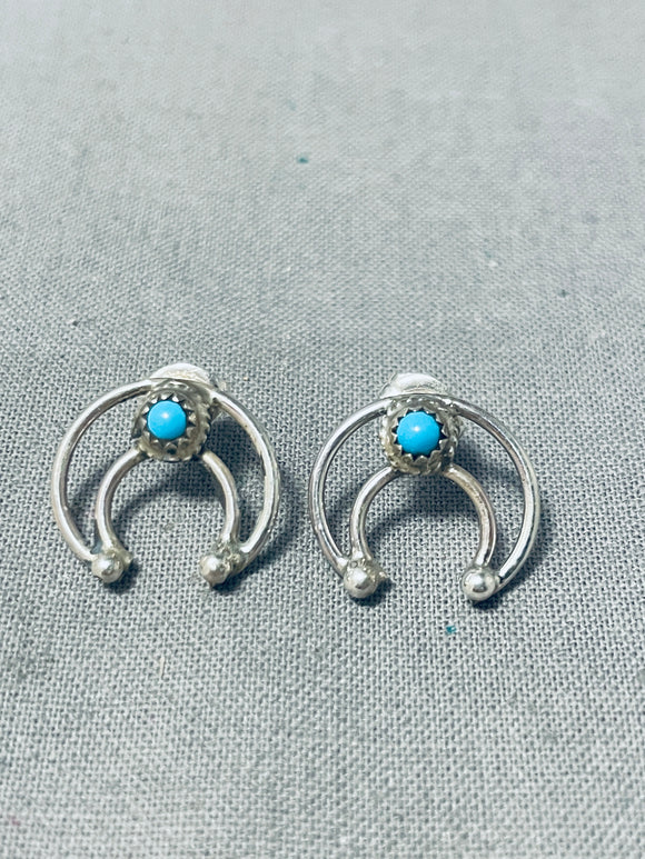 Special Native American Navajo Turquoise Sterling Silver Earrings-Nativo Arts