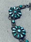 Exquisite Vintage Native American Zuni Turquoise Cluster Links Sterling Silver Bracelet-Nativo Arts