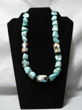 Native American Chunky Huge Santo Domingo Turquoise Inlay Sterling Silver Bracelet Old-Nativo Arts