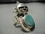 Important Kachina Master Native American Navajo Turquoise Sterling Silver Ring-Nativo Arts