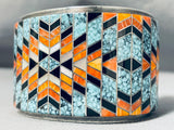 One Of The Most Intricate Ever Vintage Native American Navajo Turquoise Sterling Silver Bracelet-Nativo Arts