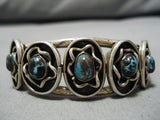 Very Rare Vintage Native American Navajo Bisbee Turquoise Sterling Silver Bracelet Old-Nativo Arts