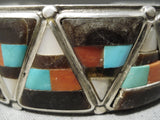 Intricate Vintage Native American Navajo Delbert Watka Turquoise Sterling Silver Bracelet-Nativo Arts