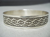 Impressive Navajo Sterling Silver Bangle Bracelet Native American-Nativo Arts