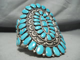 One Of The Best Vintage Native American Navajo Blue Gem Turquoise Sterling Silver Bracelet-Nativo Arts