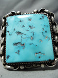 One Of Best Vintage Native American Navajo Square Sleeping Turquoise Sterling Silver Bracelet-Nativo Arts