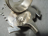 Detailed!! Huge Toad Native American Navajo Turquoise Sterling Silver Ring-Nativo Arts