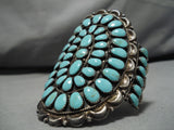 Rare Fat Teardrop Royston Turquoise Vintage Native American Navajo Sterling Silver Bracelet-Nativo Arts