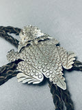One Of The Most Detailed Native American Navajo Toad Sterling Silver Bolo Tie-Nativo Arts
