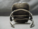 One Of Biggest Best Vintage Native American Navajo #8 Turquoise Sterling Silver Leaf Bracelet-Nativo Arts