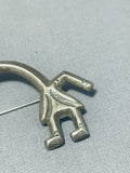 Important Yei Vintage Native American Navajo Sterling Silver Pin Old-Nativo Arts