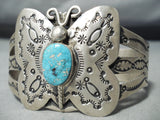 Outstanding Navajo Native American Turquoise Sterling Silver Butterfly Bracelet-Nativo Arts